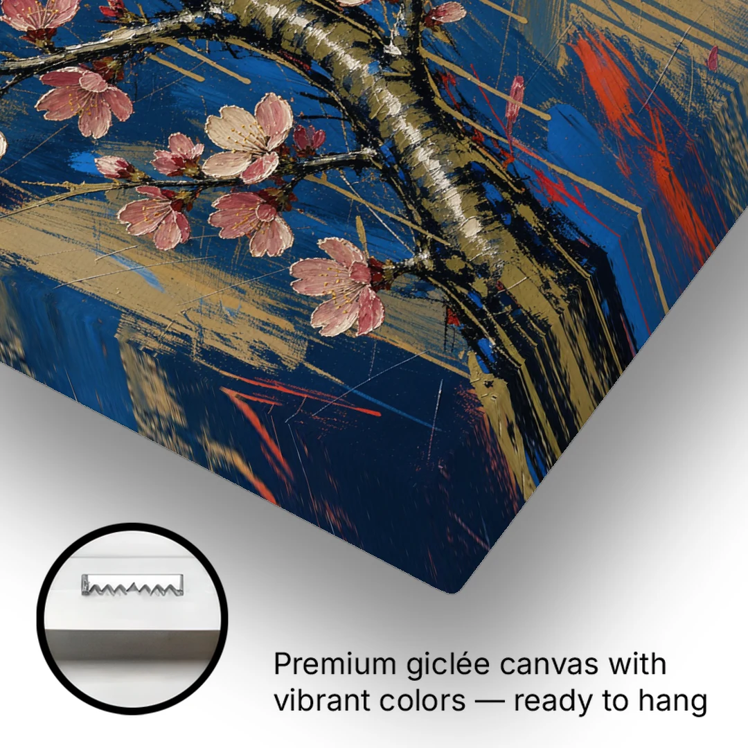 Cherry Blossom Canvas Art of a Rising Bough - Canvas Wall Art - Gallery Wrap Corner