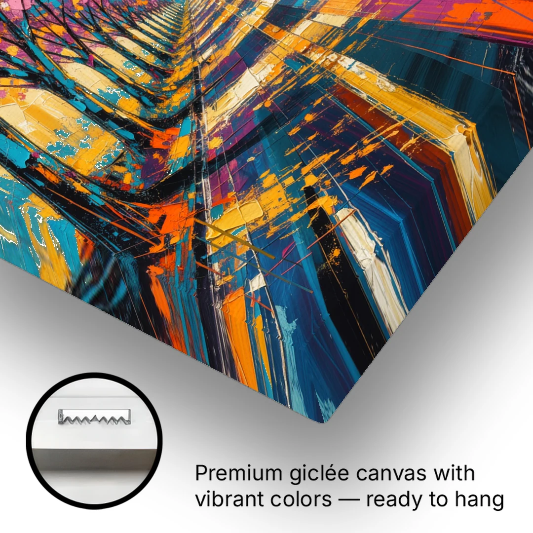 Cherry Blossom Tree Tunnel in Expressive Style - Canvas Wall Art - Gallery Wrap Corner