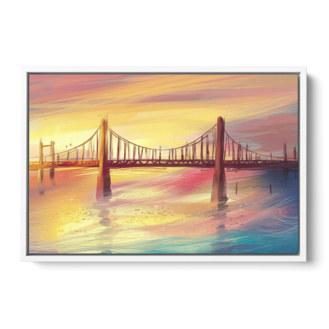 Chesapeake Bay Bridge Reflections - White Framed Canvas Wall Art - Front