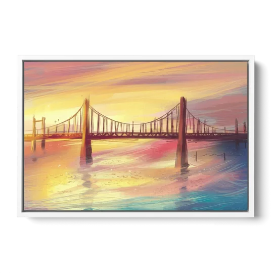 Chesapeake Bay Bridge Reflections - White Framed Canvas Wall Art - Front