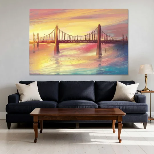 Chesapeake Bay Bridge Reflections - Canvas Wall Art - Sofa - 60x40