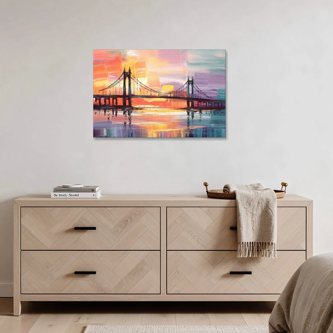 Chesapeake Bridge Silhouette - Canvas Wall Art - Coffee Table - 36x24