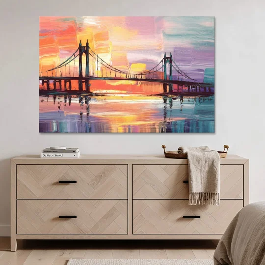 Chesapeake Bridge Silhouette - Canvas Wall Art - Coffee Table - 60x40