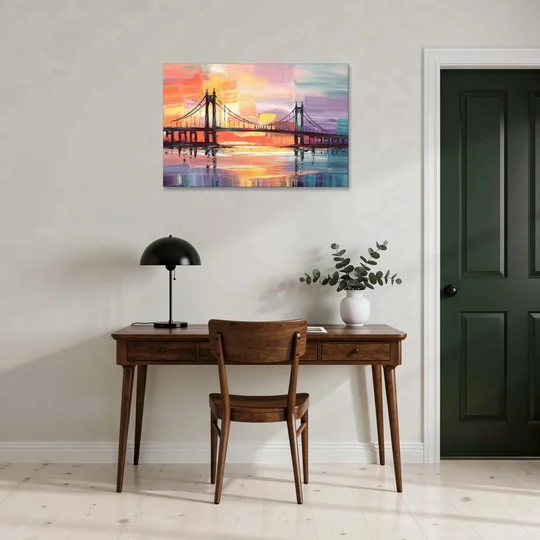 Chesapeake Bridge Silhouette - Canvas Wall Art - Office - 36x24