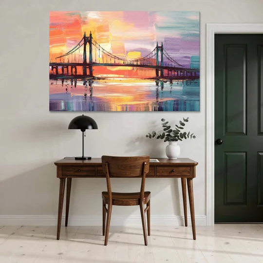Chesapeake Bridge Silhouette - Canvas Wall Art - Office - 60x40