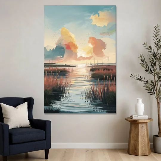 Chesapeake Coastal Sunrise - Canvas Wall Art - Sofa - 40x60