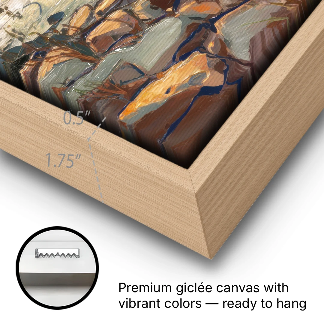 Chesapeake Scenic Horizons - Oak Framed Canvas Wall Art - Gallery Wrap Corner