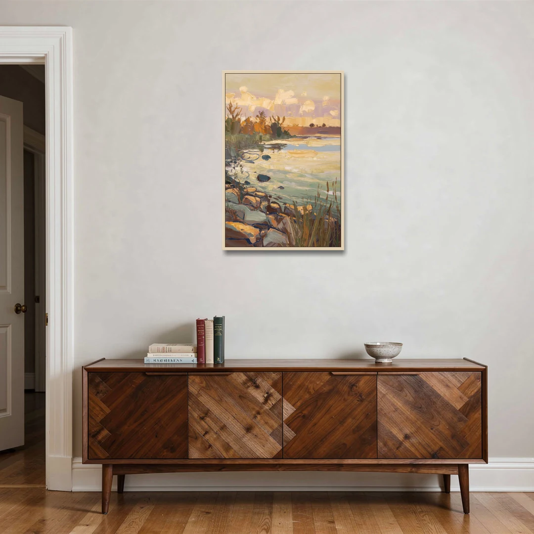 Chesapeake Scenic Horizons - Oak Framed Canvas Wall Art - Coffee Table - 24x36