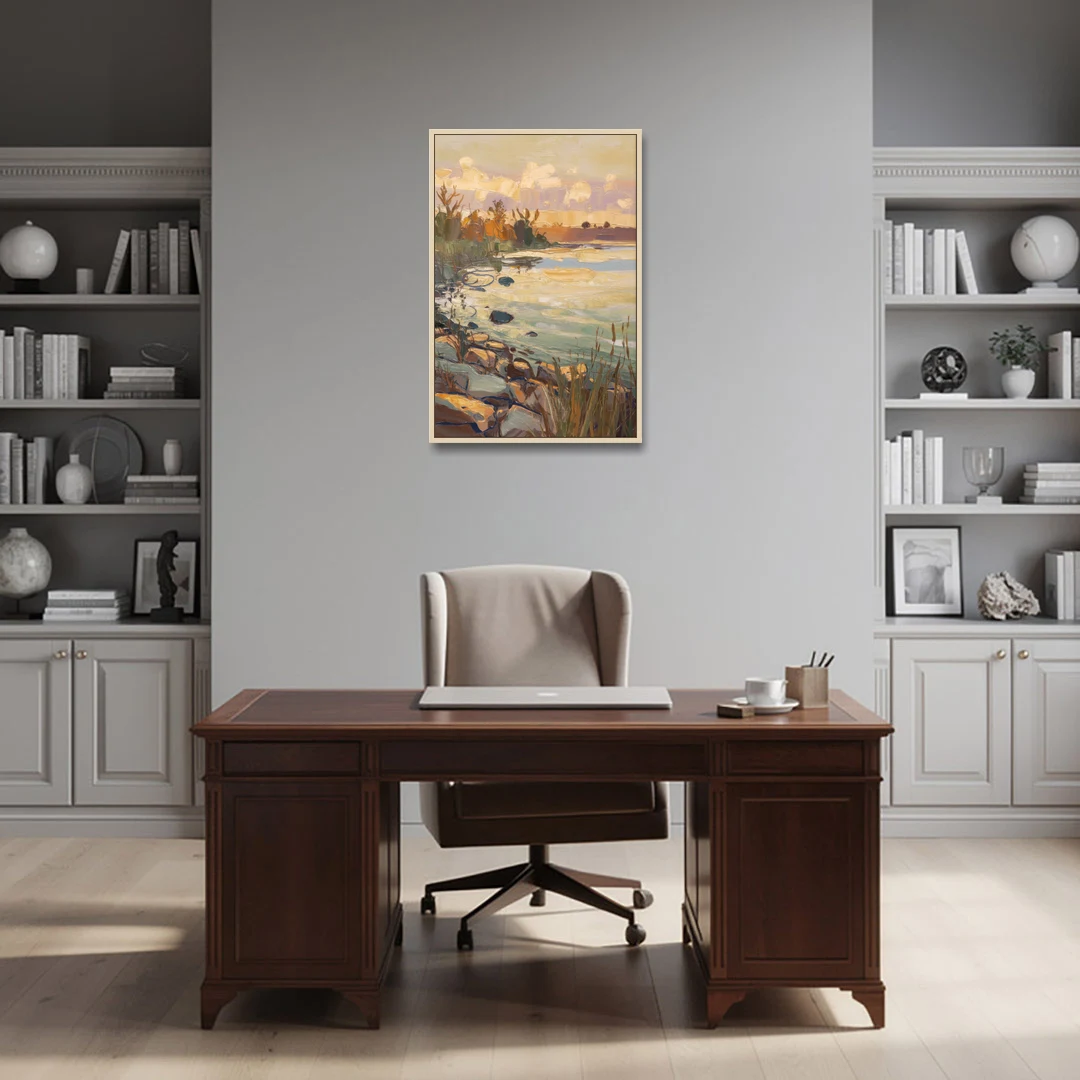 Chesapeake Scenic Horizons - Oak Framed Canvas Wall Art - Office - 24x36