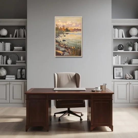 Chesapeake Scenic Horizons - Oak Framed Canvas Wall Art - Office - 24x36