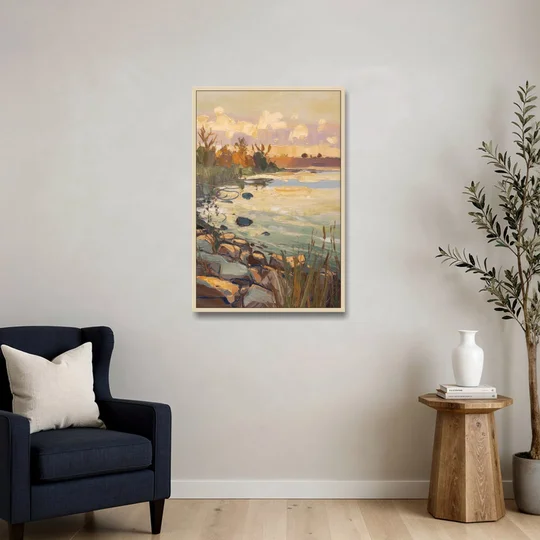 Chesapeake Scenic Horizons - Oak Framed Canvas Wall Art - Sofa - 24x36