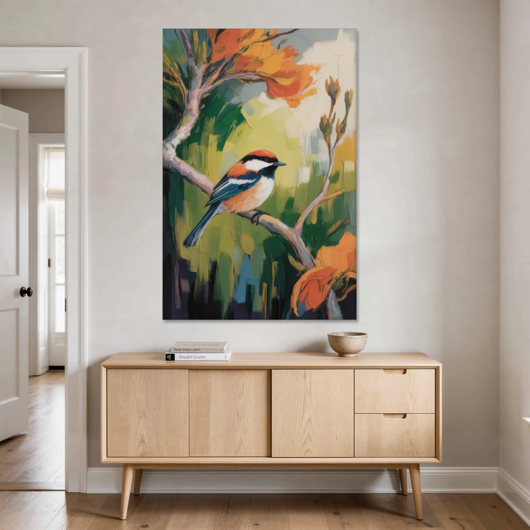 Chic Chickadee Charm - Canvas Wall Art - Coffee Table - 40x60