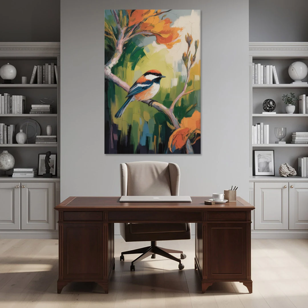 Chic Chickadee Charm - Canvas Wall Art - Office - 40x60