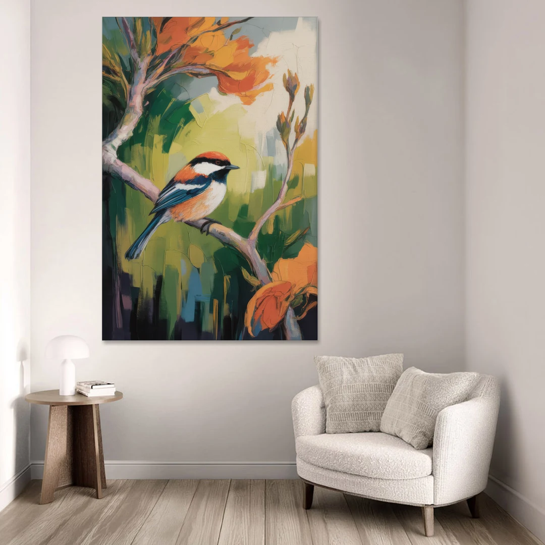 Chic Chickadee Charm - Canvas Wall Art - Sofa - 40x60