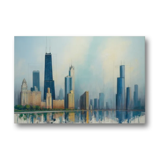 Chicago Architectural Blueprint Series - Canvas Wall Art - Front