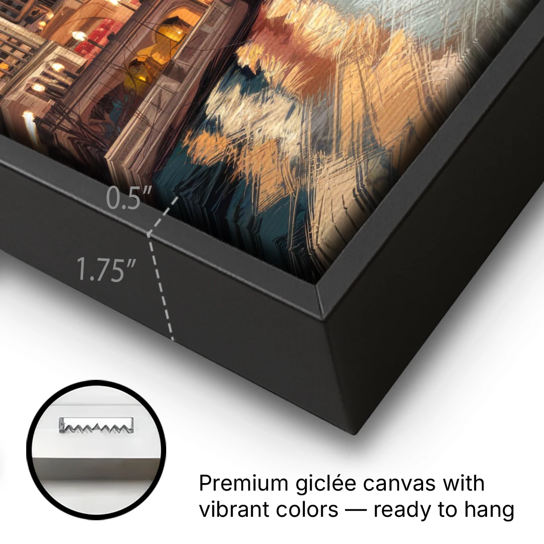Chicago Architecture and Landmarks - Black Framed Canvas Wall Art - Gallery Wrap Corner