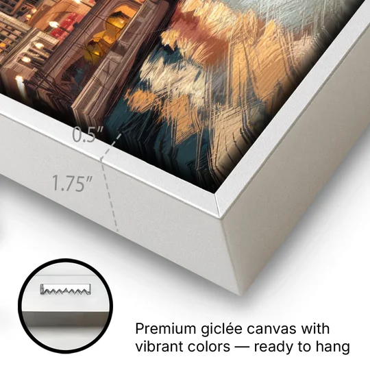 Chicago Architecture and Landmarks - White Framed Canvas Wall Art - Gallery Wrap Corner
