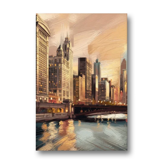 Chicago Architecture and Landmarks - Canvas Wall Art - Front