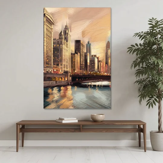 Chicago Architecture and Landmarks - Canvas Wall Art - Coffee Table - 40x60