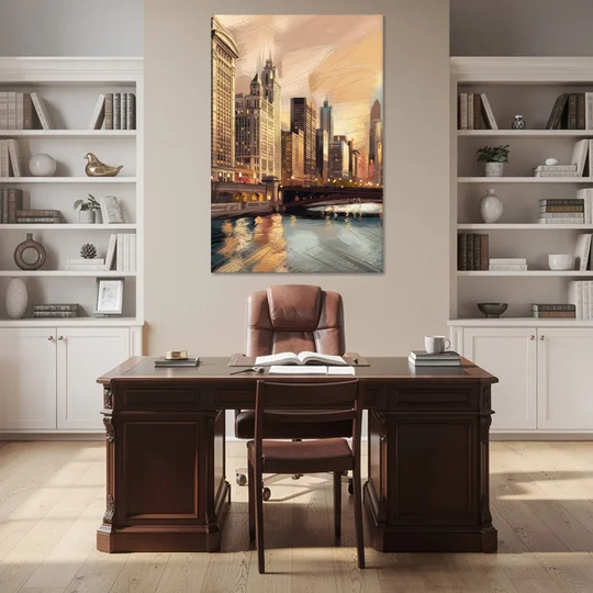 Chicago Architecture and Landmarks - Canvas Wall Art - Office - 40x60