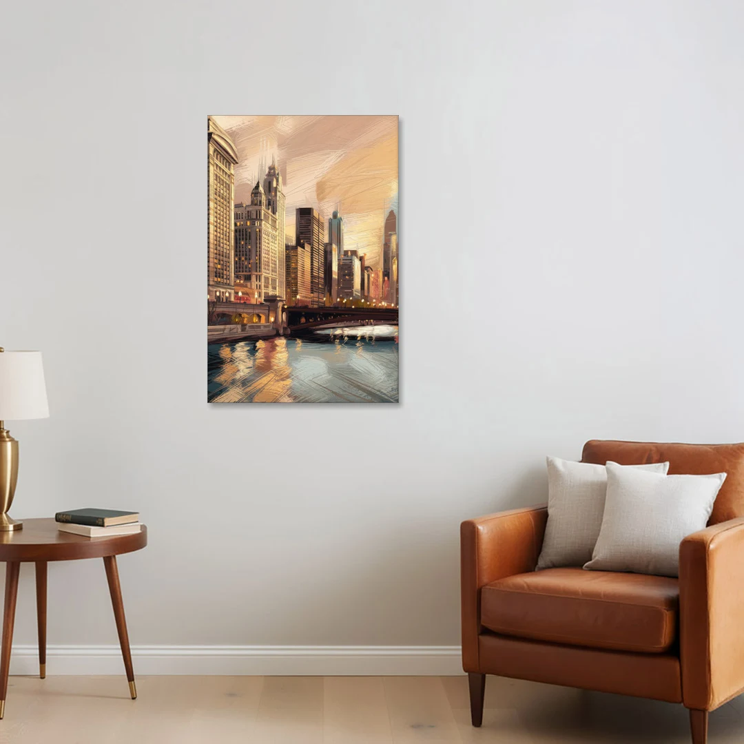 Chicago Architecture and Landmarks - Canvas Wall Art - Sofa - 24x36