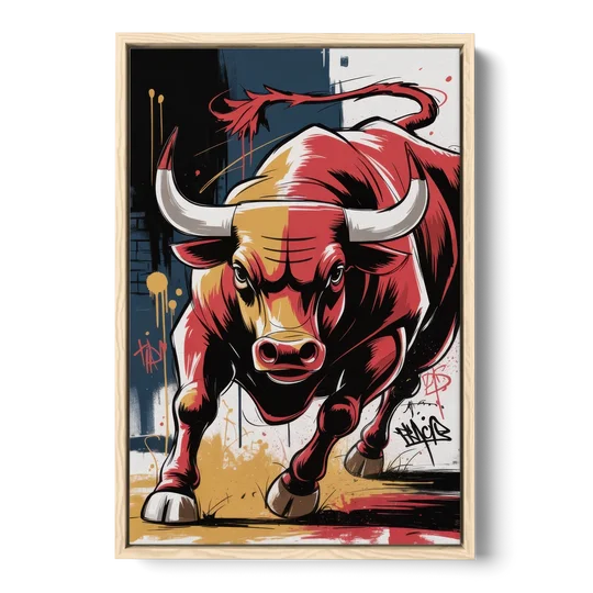 Chicago Bulls Street Graffiti Edition - Oak Framed Canvas Wall Art - Front
