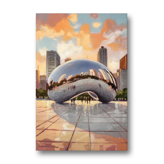 Chicago Cloud Gate Reflection - Canvas Wall Art - Front