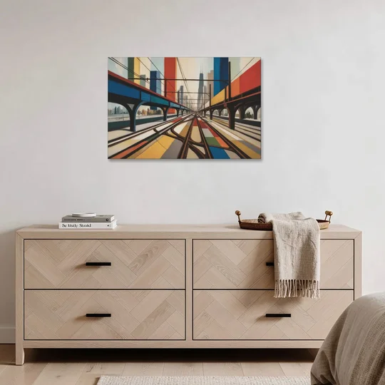 Chicago CTA Train Lines Pop Art - Canvas Wall Art - Coffee Table - 36x24