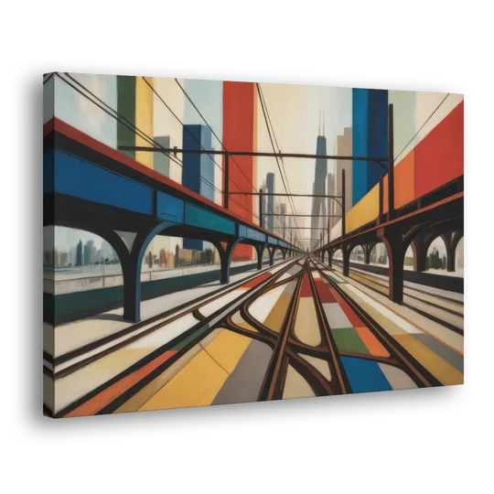 Chicago CTA Train Lines Pop Art - Canvas Wall Art - Side