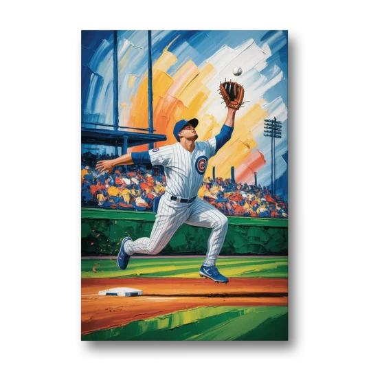 Chicago Cubs Outfield Catch - Canvas Wall Art - Front