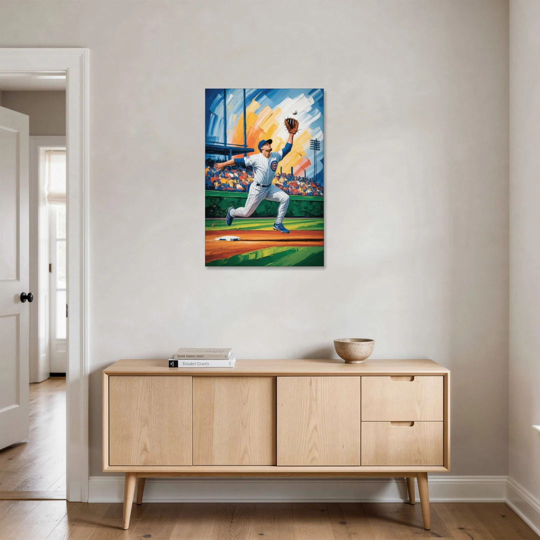 Chicago Cubs Outfield Catch - Canvas Wall Art - Coffee Table - 24x36