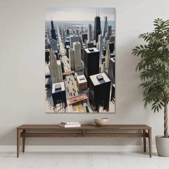 Chicago Downtown Black & White - Canvas Wall Art - Coffee Table - 40x60