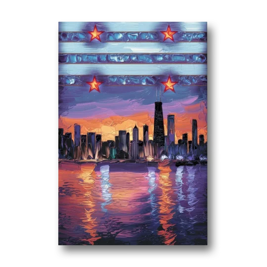 Chicago Flag Inspired Design - Canvas Wall Art - Front