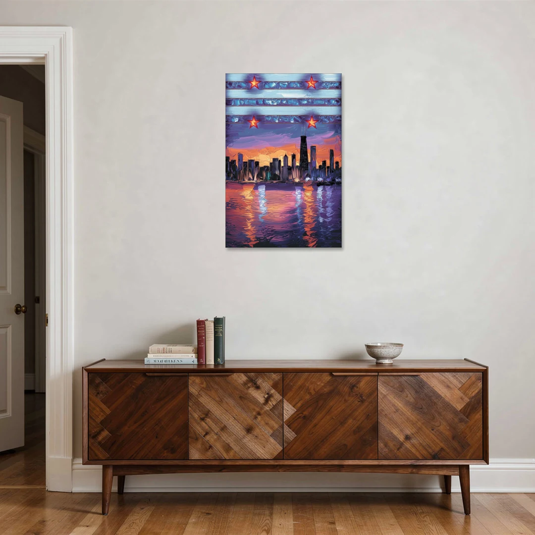 Chicago Flag Inspired Design - Canvas Wall Art - Coffee Table - 24x36