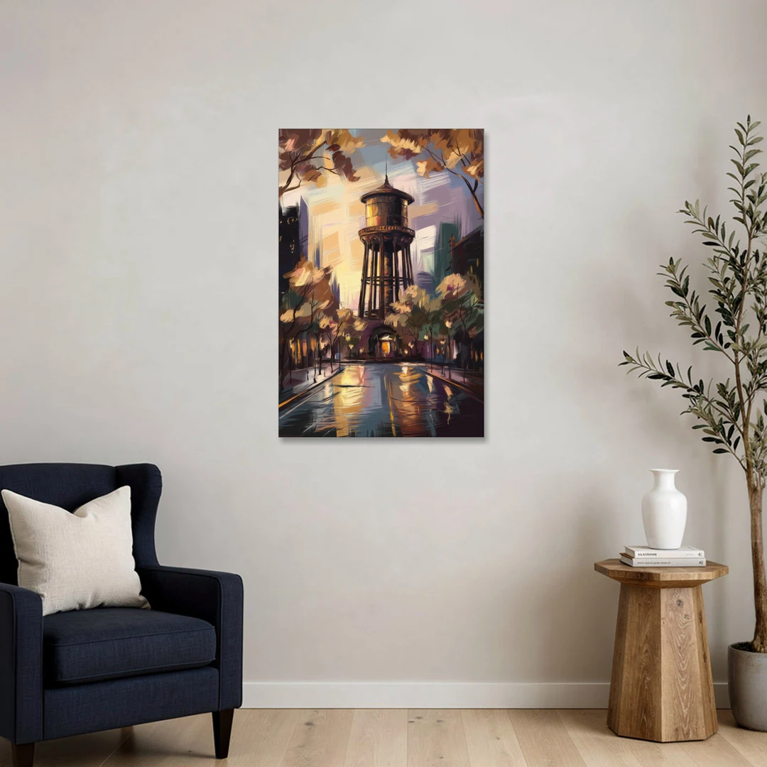 Chicago Historic Water Tower - Canvas Wall Art - Sofa - 24x36