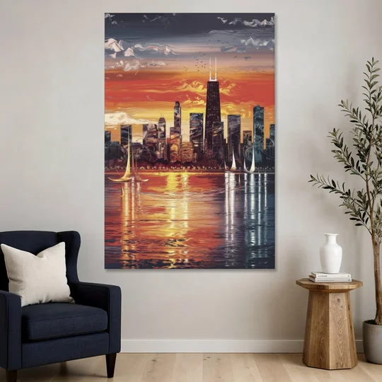 Chicago Lakefront Beauty - Canvas Wall Art - Sofa - 40x60