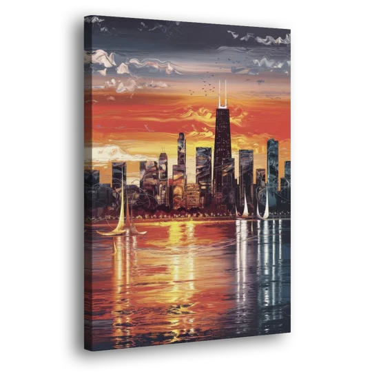 Chicago Lakefront Beauty - Canvas Wall Art - Side