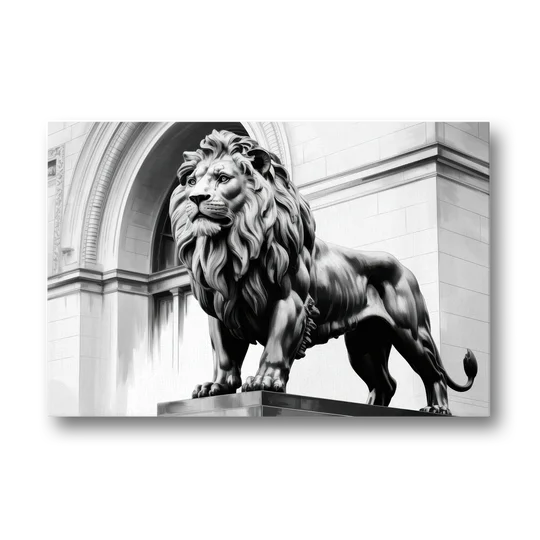 Chicago Lions at the Art Institute - Canvas Wall Art - Front