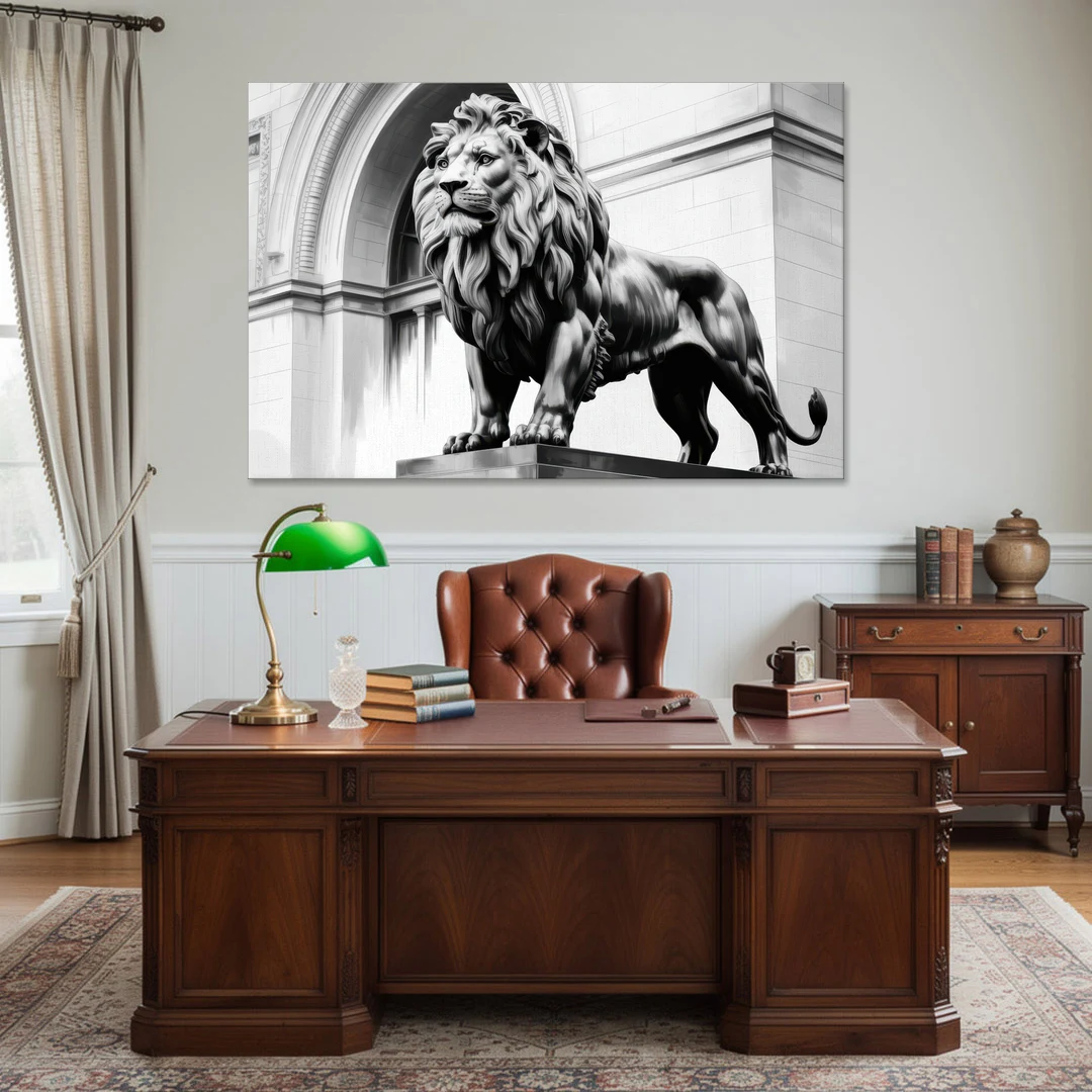 Chicago Lions at the Art Institute - Canvas Wall Art - Office - 60x40