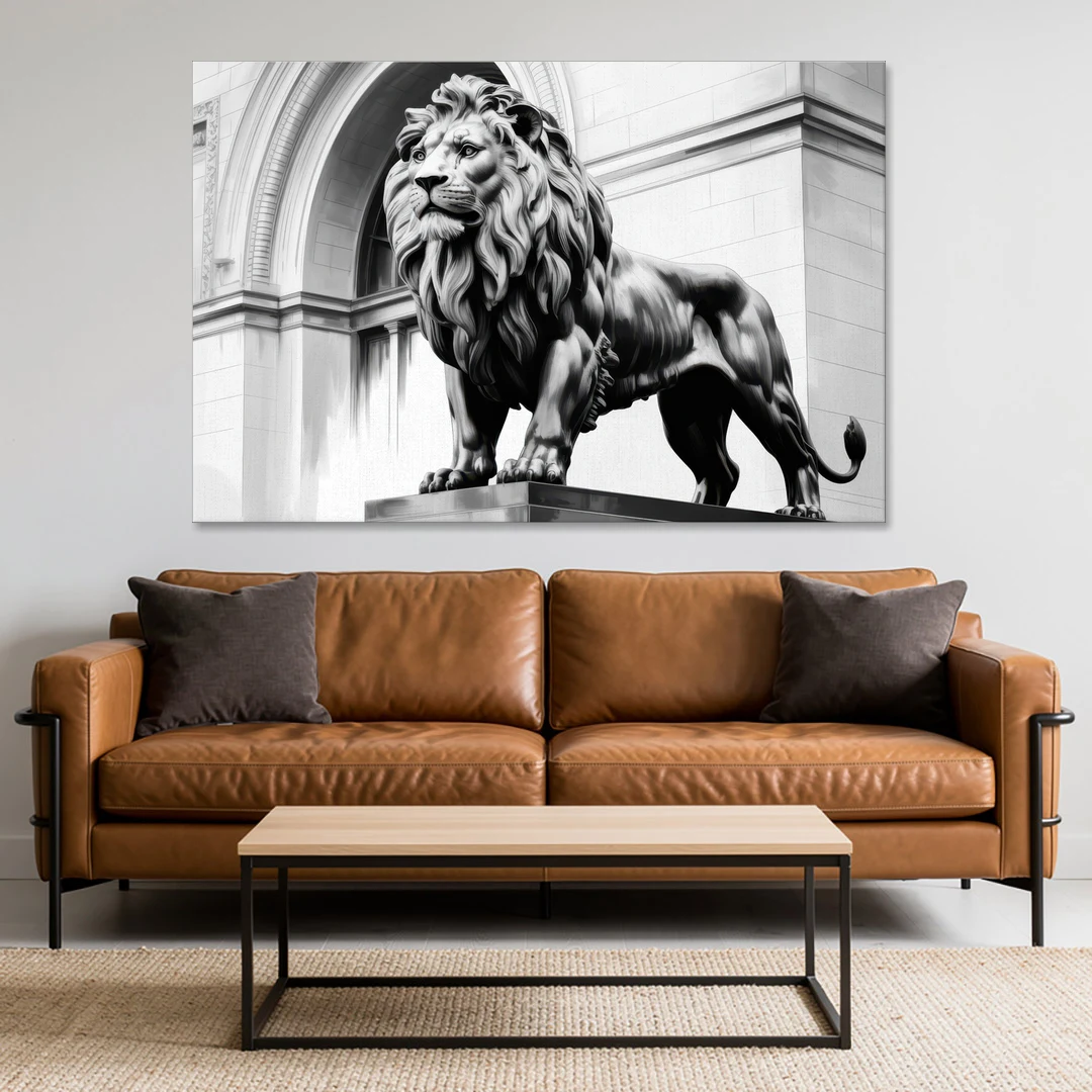 Chicago Lions at the Art Institute - Canvas Wall Art - Sofa - 60x40
