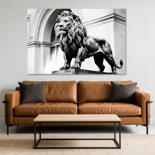Chicago Lions at the Art Institute - Canvas Wall Art - Sofa - 60x40