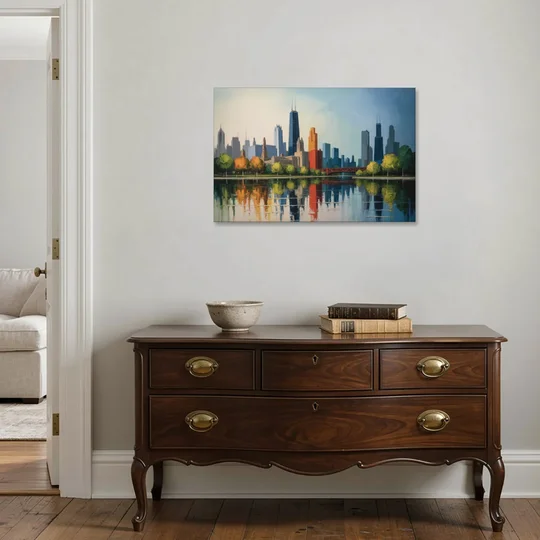 Chicago Museum Campus Skyline - Canvas Wall Art - Coffee Table - 36x24