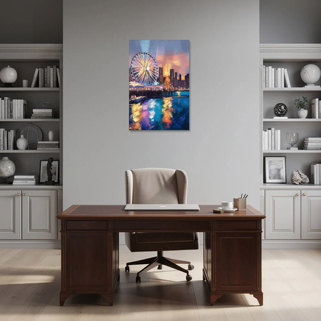 Chicago Navy Pier View - Canvas Wall Art - Office - 24x36