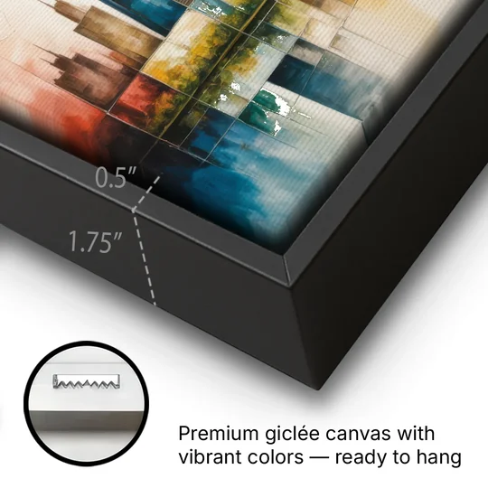Chicago Retro Travel Poster - Black Framed Canvas Wall Art - Gallery Wrap Corner