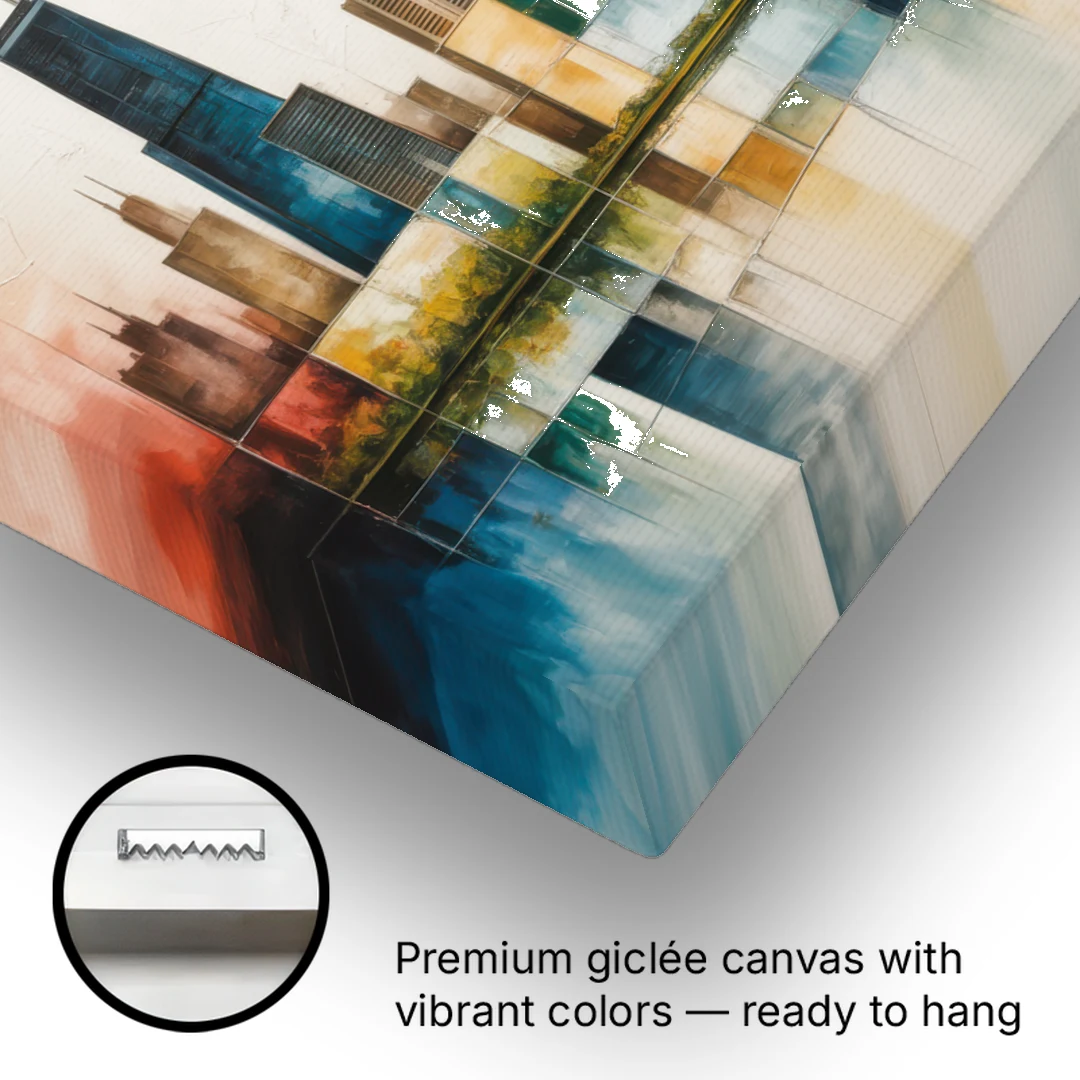 Chicago Retro Travel Poster - Canvas Wall Art - Gallery Wrap Corner
