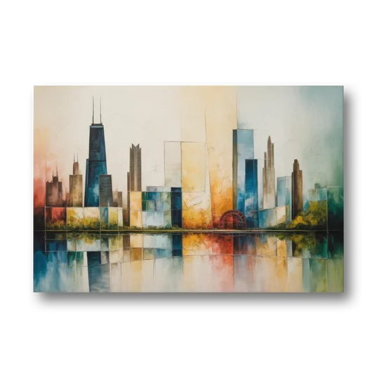 Chicago Retro Travel Poster - Canvas Wall Art - Front