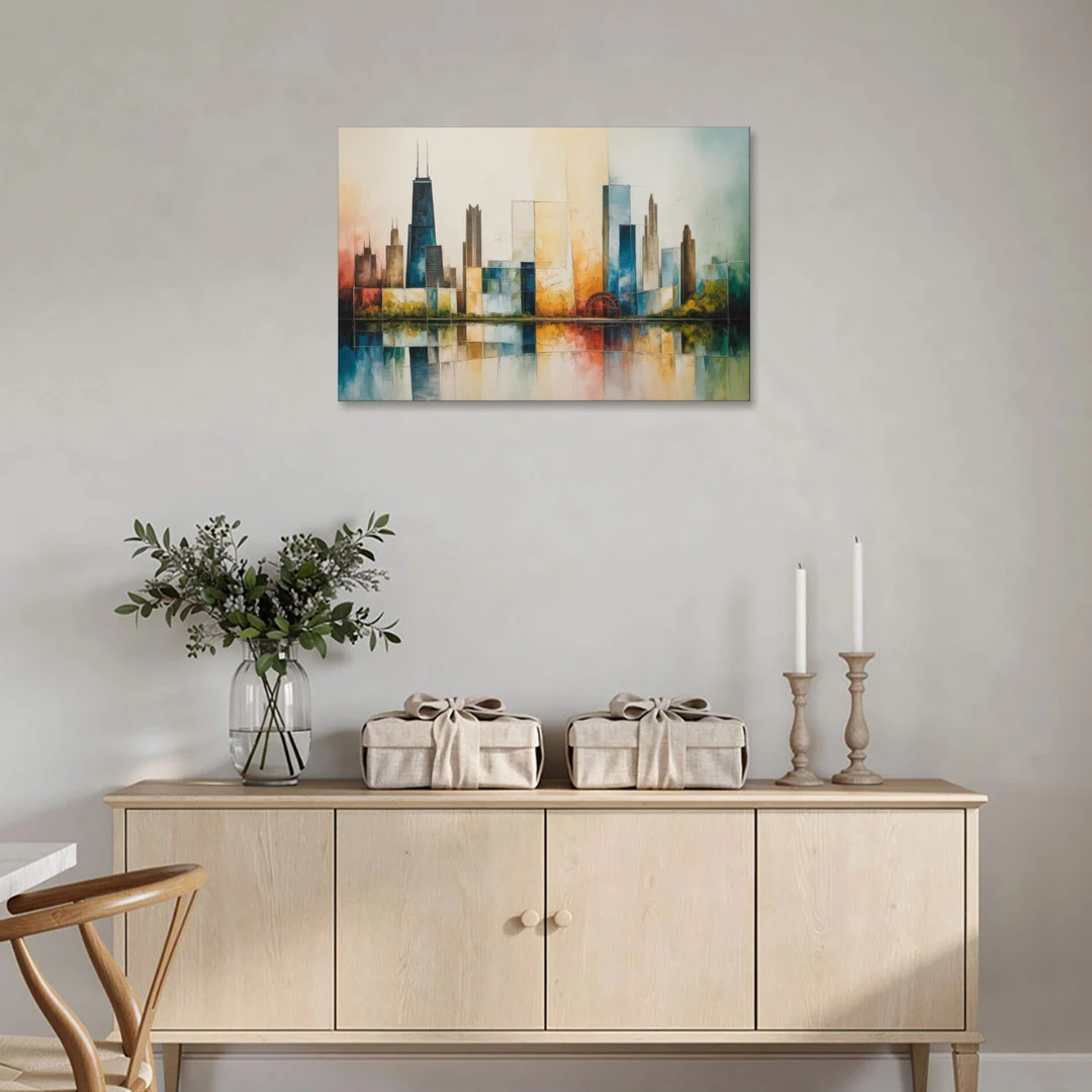 Chicago Retro Travel Poster - Canvas Wall Art - Coffee Table - 36x24