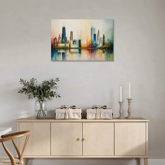 Chicago Retro Travel Poster - Canvas Wall Art - Coffee Table - 36x24