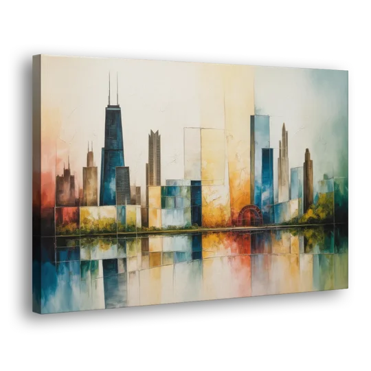 Chicago Retro Travel Poster - Canvas Wall Art - Side