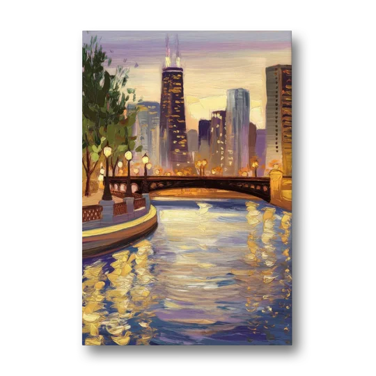 Chicago Riverwalk Charm - Canvas Wall Art - Front